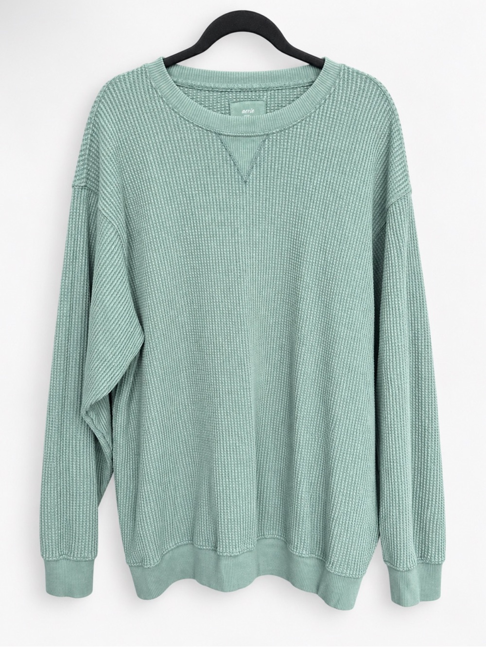 Aerie relaxed oversized waffle-knit sweatshirt size Large